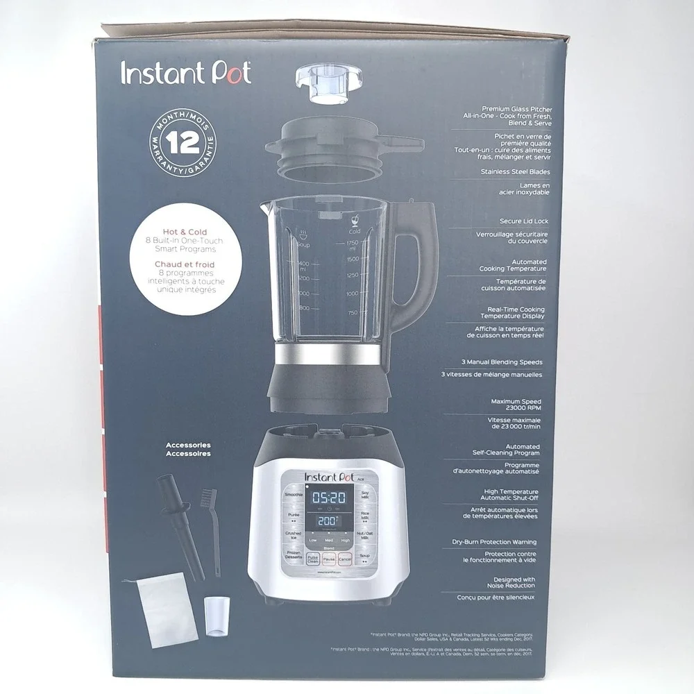 Instant Pot Ace Cooking Blender 60oz 1.75L Multi-Use Glass Stainless Steel